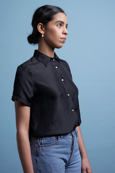 Tops - Silk Shirt Black <br> By Signe
