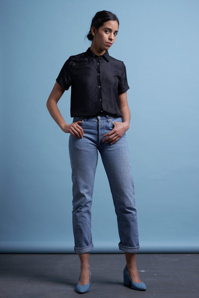 Tops - Silk Shirt Black <br> By Signe