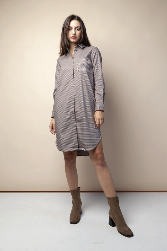 shop ulrikaa microcheck shirt dress kitt by ARMEDANGELS at thegreenlabels