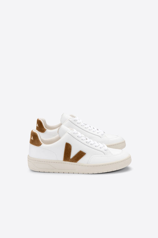 Shop  v-12 sneaker leather extra white camel by Veja at thegreenlabels