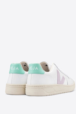 v-12 sneaker leather extra white parme turquoise by Veja