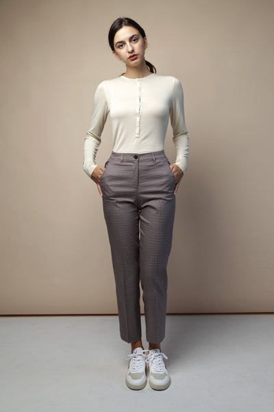 shop varmaa microcheck pants by armedangels at thegreenlabels