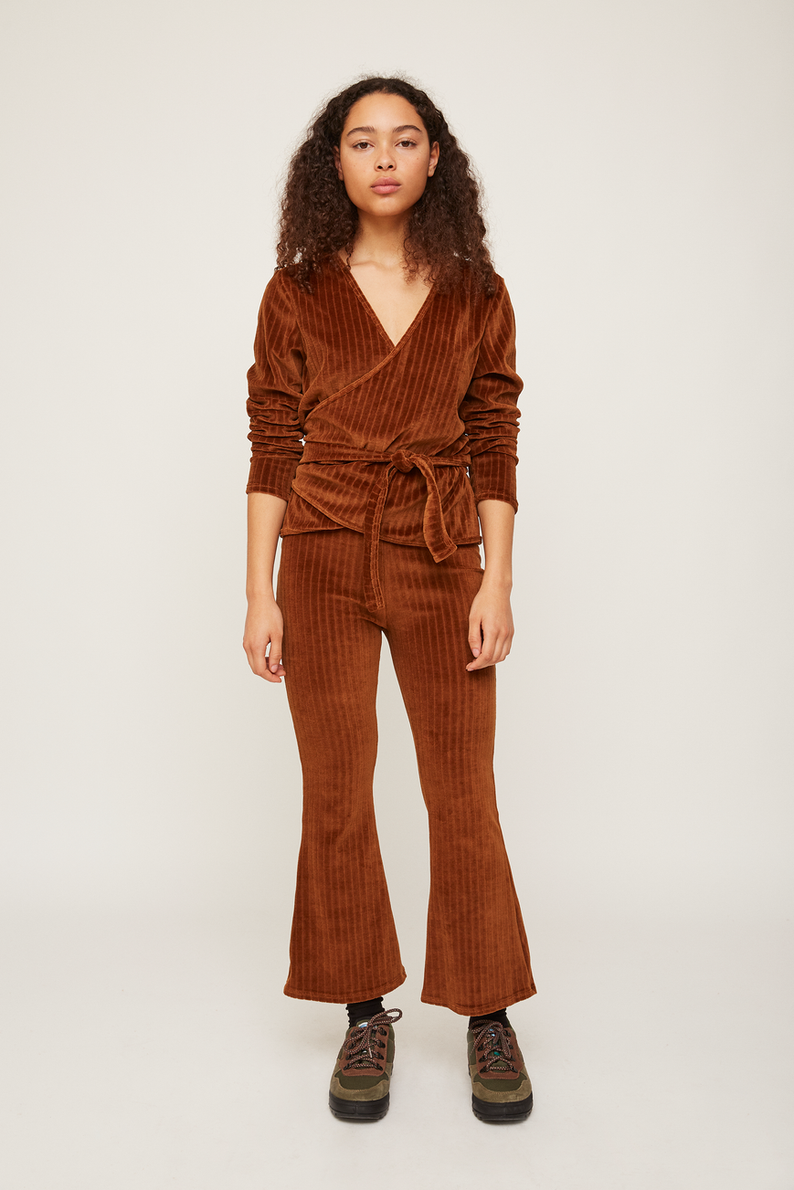 velvet pants brown by rita row on thegreenlabels.com