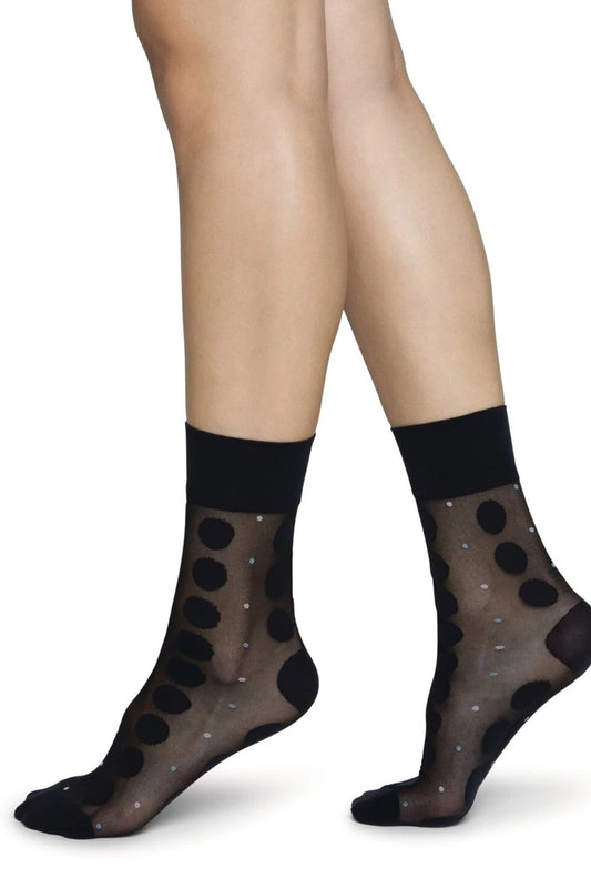 viola dot socks black by Swedish Stockings on thegreenlabels.com