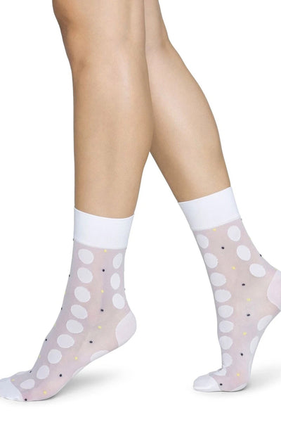 viola dot socks white by Swedish Stockings on thegreenlabels