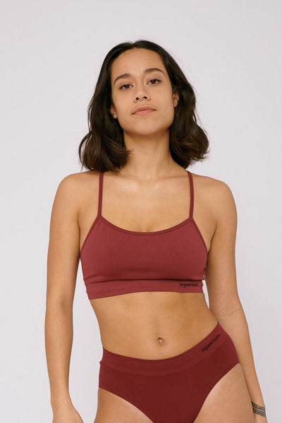 Shop silverTech™ active sports bra burgundy by Organic Basics on thegreenlabels.com