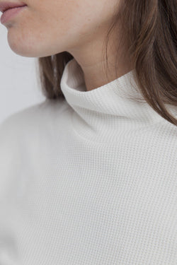 ellen waffle turtleneck white by Thinking Mu on thegreenlabels