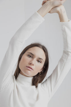 ellen waffle turtleneck white by Thinking Mu on thegreenlabels