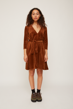 velvet short dress brown by rita row on thegreenlabels.com