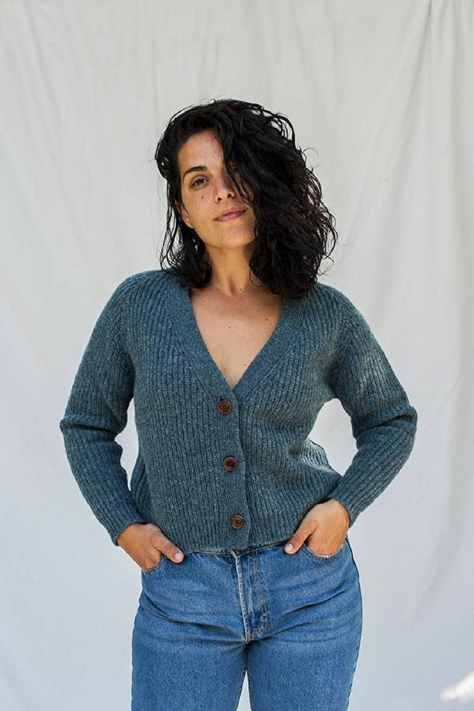 anna wool cardigan petrol