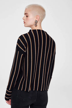 yael sweater black and vetical stipes by Armedangels