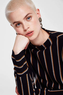yael sweater black and vetical stipes by Armedangels