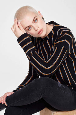 yael sweater black and vetical stipes by Armedangels