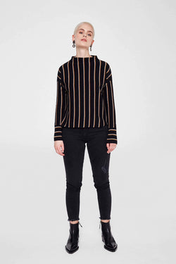 yael sweater black and vetical stipes by Armedangels