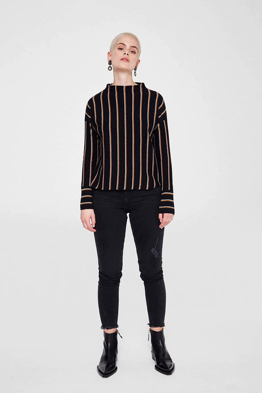 yael sweater black and vetical stipes by Armedangels