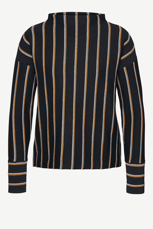 yael sweater black and vetical stipes by Armedangels